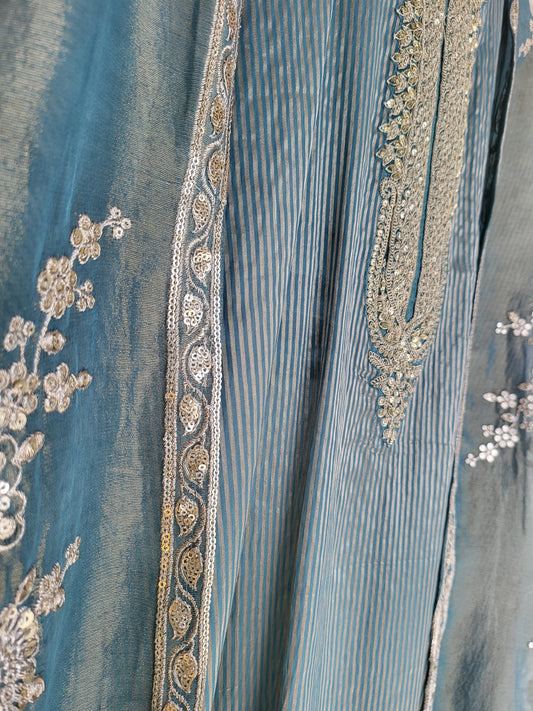 Turquoise Green Heavy Semi-Stitched Premium Suits