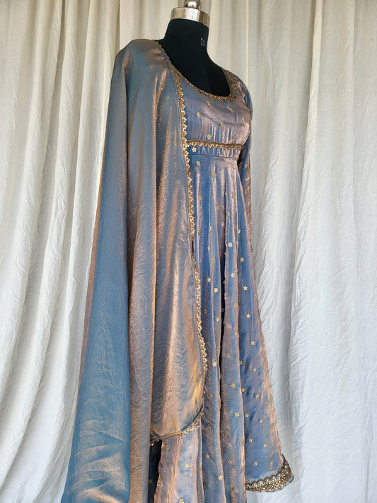 Dual Tone Kanjivaram Soft Silk Anarkali