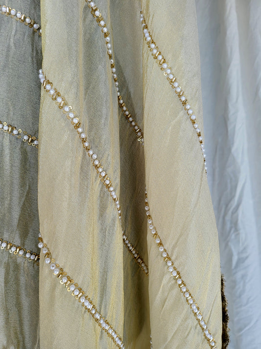 Soft Kanjivaram Tissue Silk Dupatta With Beads & Pearl Work