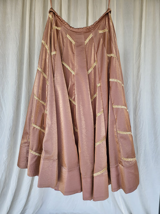 Copper Kanjivaram Tissue Silk Skirt with Zig-Zag Border Pattern