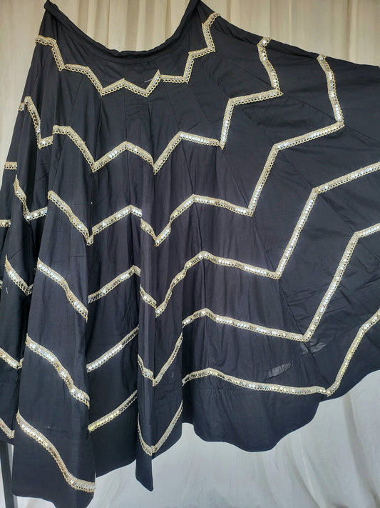 Black zig zag kallis Mirror 10+ Mtrs Flare Skirt