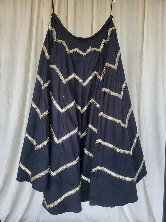 Black zig zag kallis Mirror 10+ Mtrs Flare Skirt