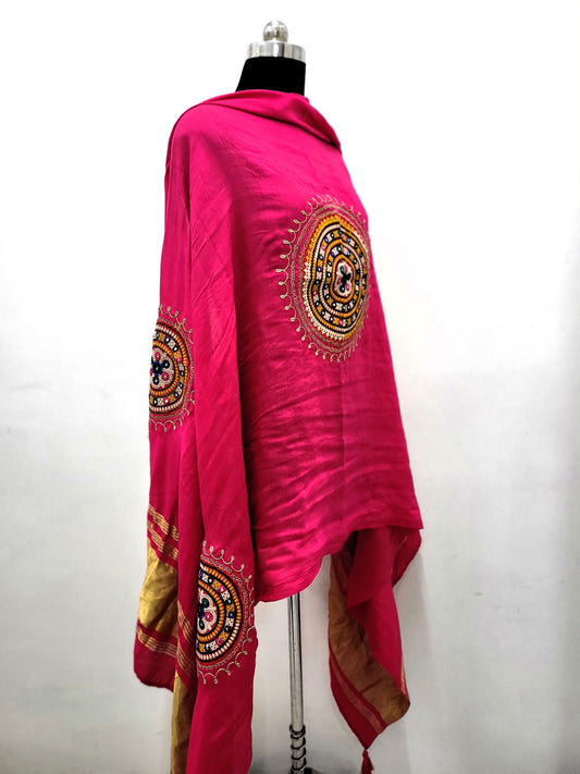 Kutchi Work Dupatta - Pink