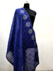 Hand Block Mirror Mal Dupatta Blue