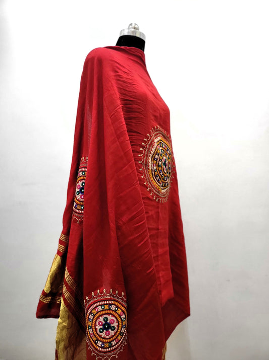 Kutchi Work Dupatta - Maroon