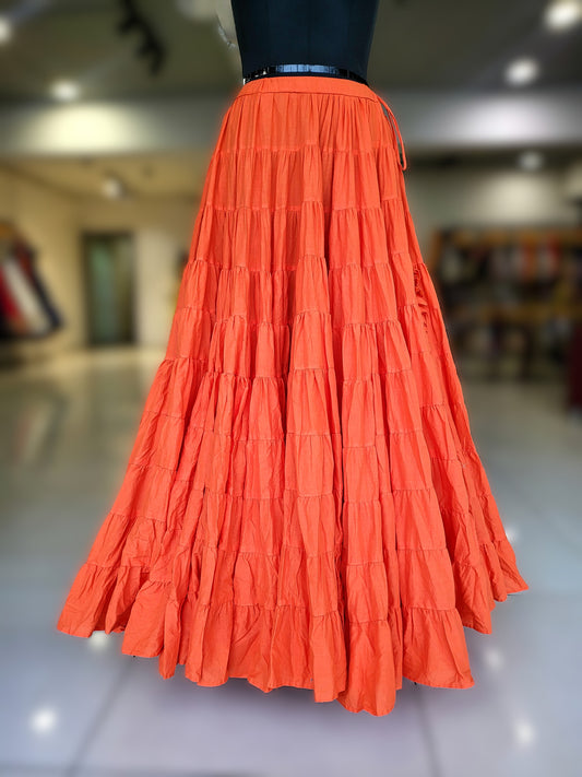 40+ meters Flare Tier Skirt Only -Orange