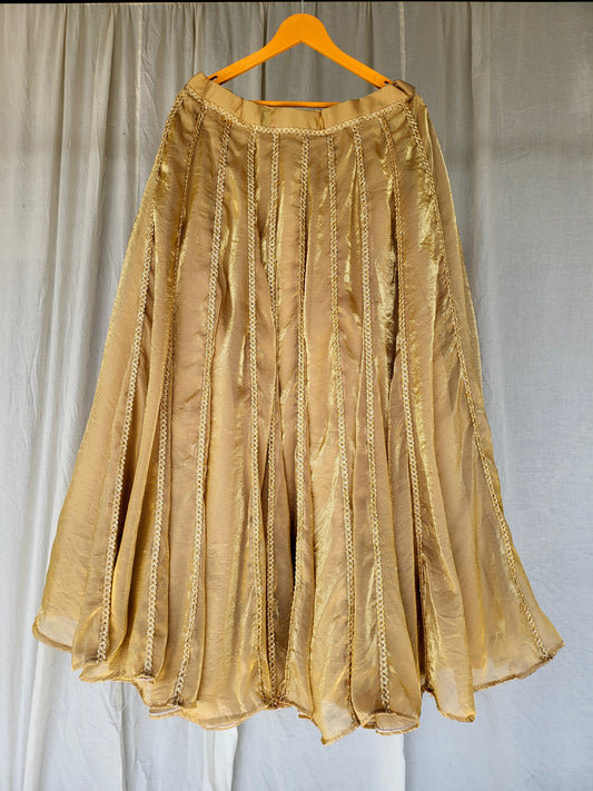 Zardosi Kalli Dual Tone Kanjivaram Skirt - Golden