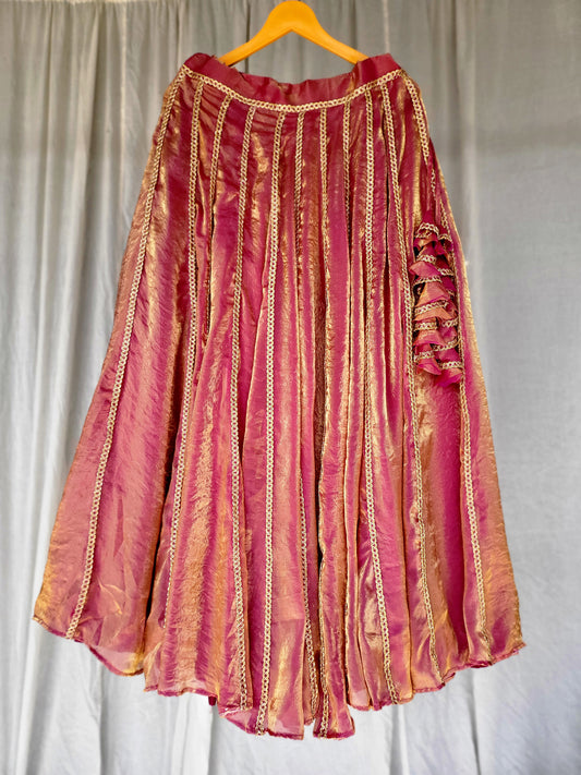 Zardosi Kalli Dual Tone Kanjivaram Skirt - Gulaabi