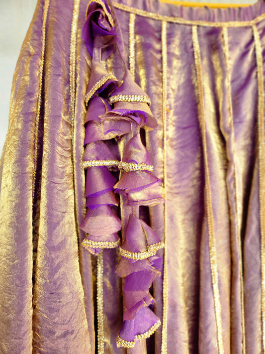 Zardosi Kalli Dual Tone Kanjivaram Skirt - Lilac Purple