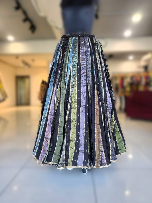 Banarasi Stripe Skirt Only - Black