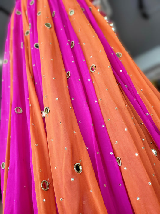 💫Sequins Sitara Mirror Lampi Skirt Only💫- Kesar Rani