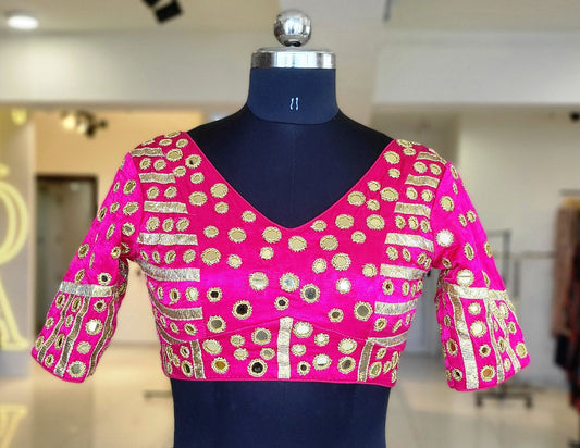 Rani Pink Mirror Work EL Blouse