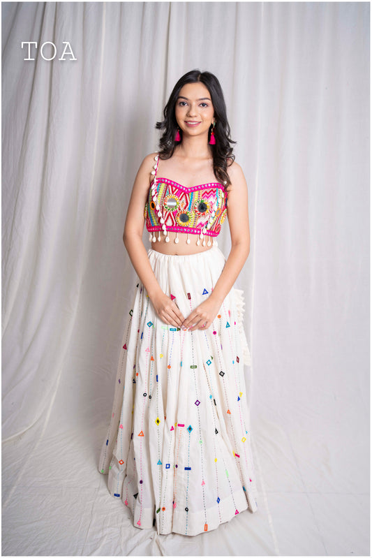 Mirror Boho White & Pink