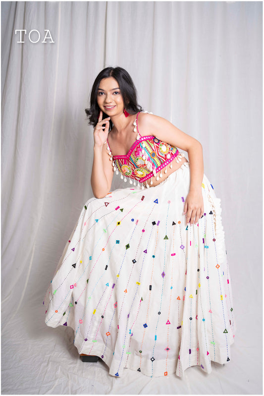 Mirror Boho White & Pink