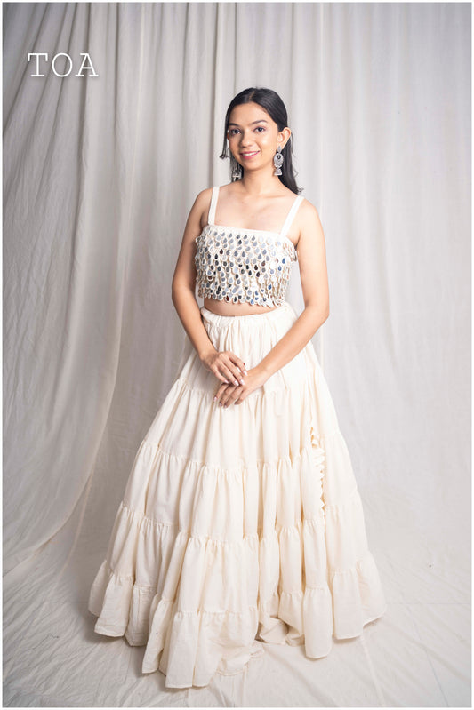 Hanging Mirror Top with Flared Skirt