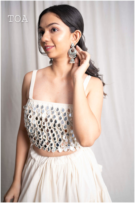 Hanging Mirror Top with Flared Skirt