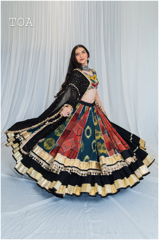 Shades Of Ajrakh Collection - Double Layer Black Outfit - EL