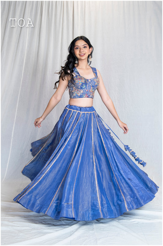 Lilac Kanjivaram tissue Skirt