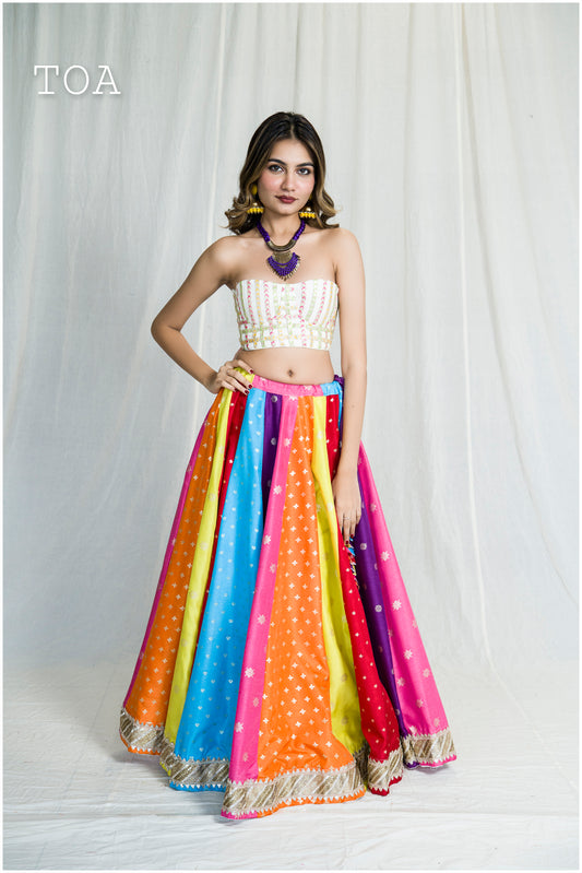 रंगीन Corset Top & Skirt 3.O