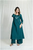 Turquoise Green Linen Mirror Kurta Set