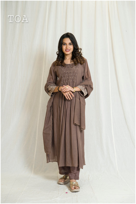 Beautiful Coffee-Colored Linen Suit