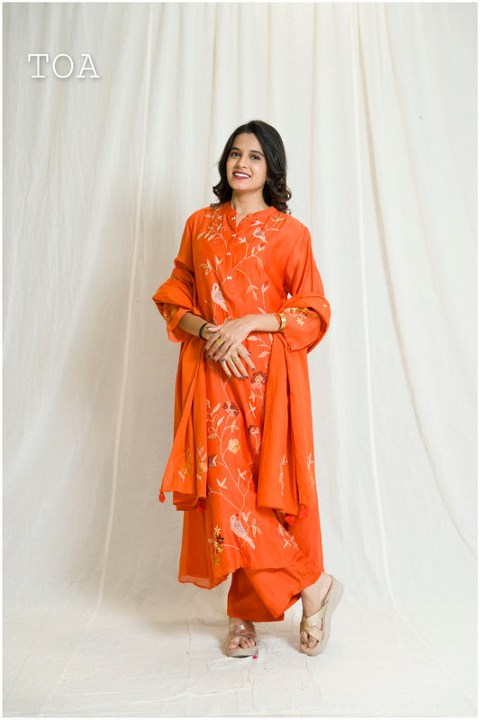 Stunning Rustic-Colored Embroidered Dress