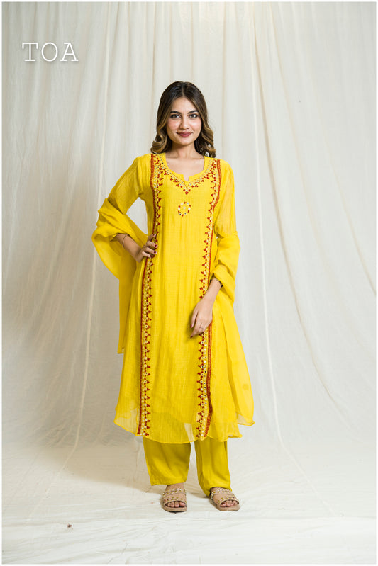 Laal Peela - Colored Embroidered Dress