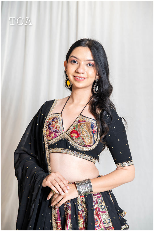Sequins Sitara Black Vintage Top