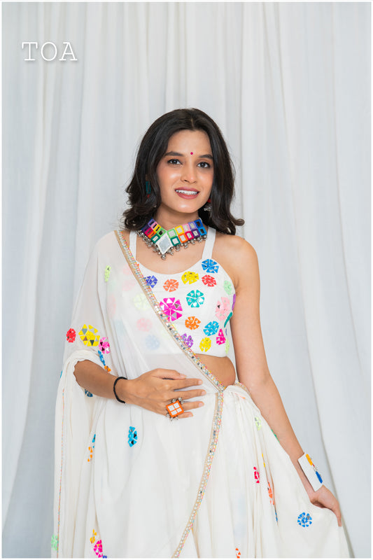 Shades Of Mirror - Multi Mirror Work SP Top - Off White