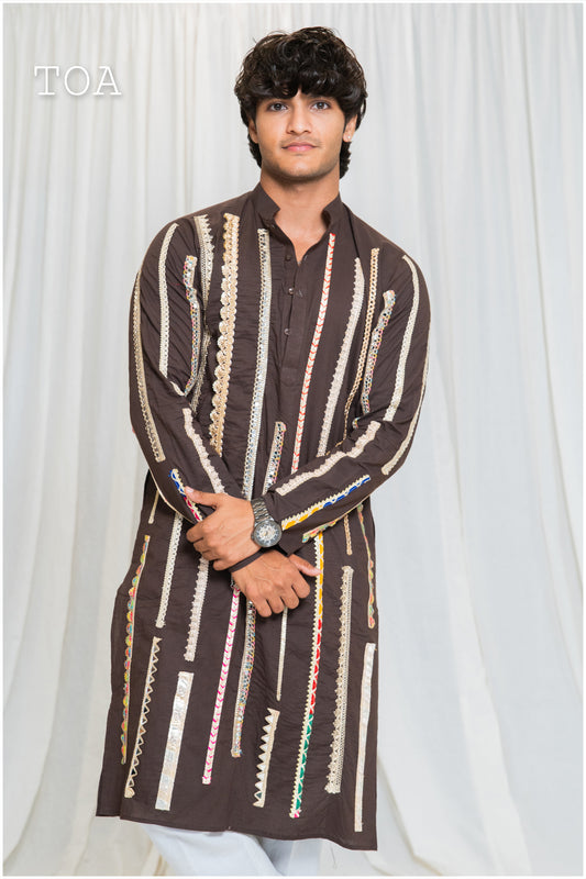 Shades Of Borders - BKD 1.O Kurta - Brown