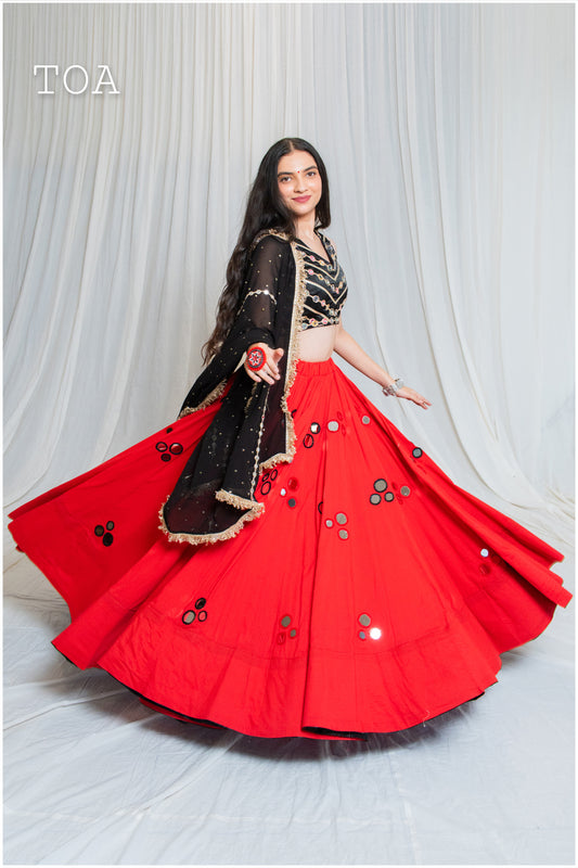 3 MULTI MIRROR DOTS SKIRT ONLY - Red