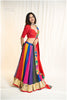 Multi Bandhani Georgette Lampi Set - Red