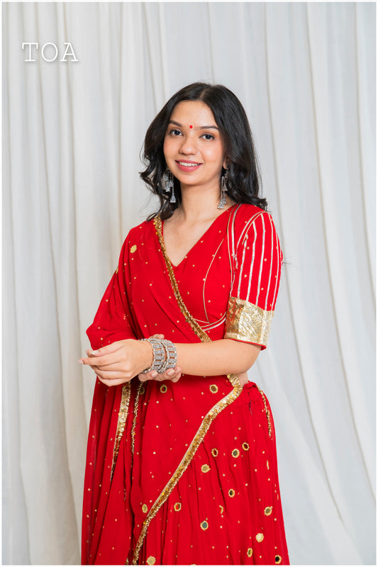 Shades of Lampi - Sequins Sitara EL Lampi Top - Red