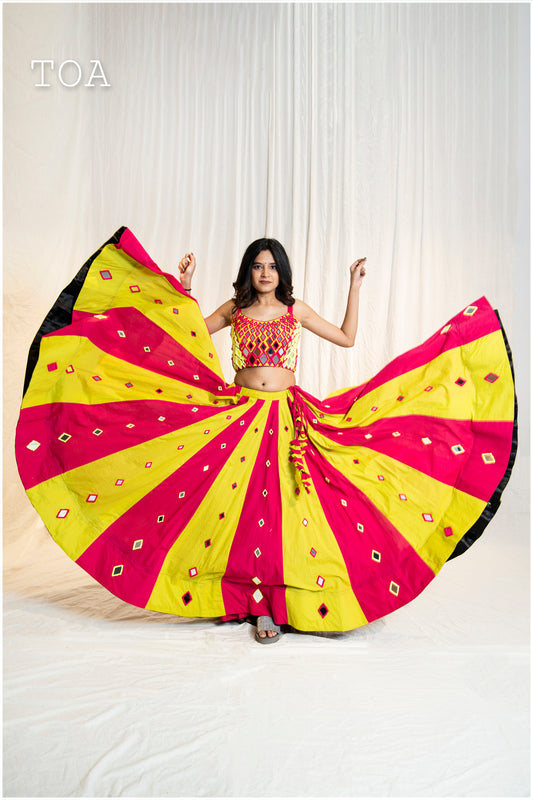 Dual Pop up Panel Mirror Work Skirt - GRPI