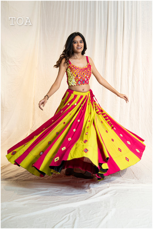 Dual Pop up Panel Mirror Work Skirt - GRPI