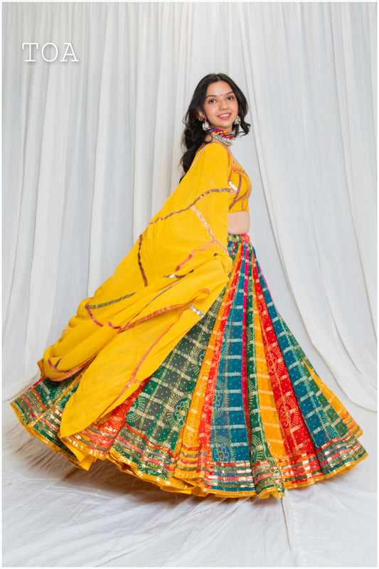 Shades Of Lampi - Multi Gharchola Bandhani Lampi Outfit - EL
