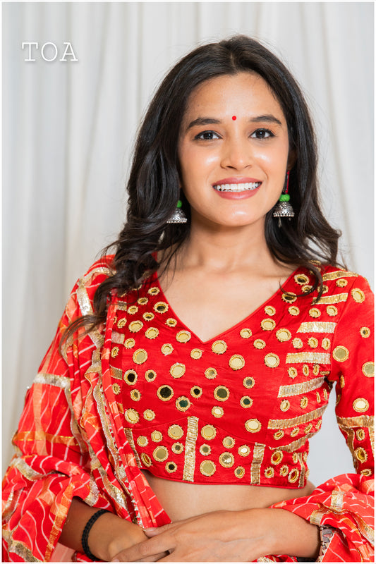 Shades Of Lampi - Golden Lampi & Mirror Top - Red