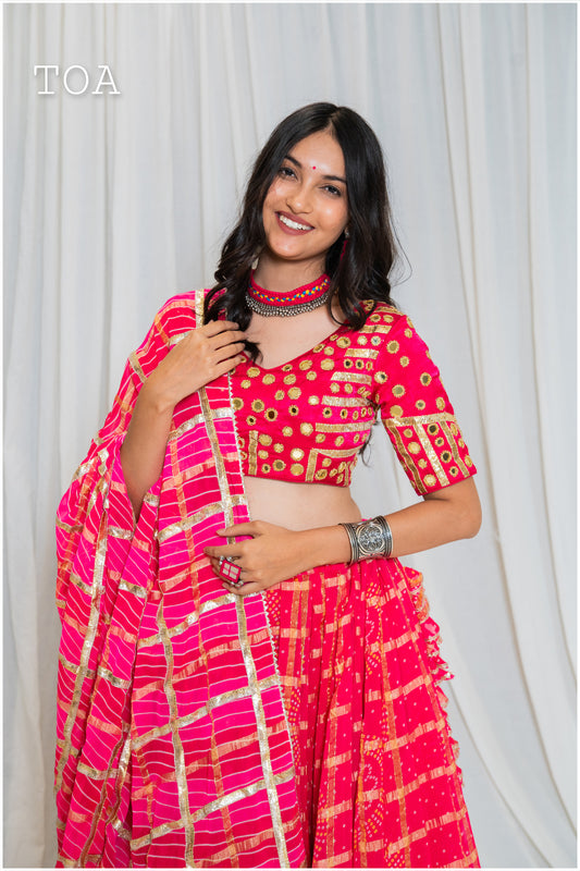 Shades Of Lampi - Gharchola Bandhani Lampi Outfit - Pink