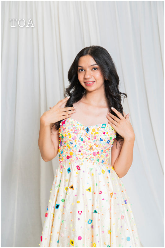 Pop Up Vibe Corset Dress - Cream white
