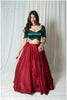 Textured Silk Sequins Skirt Only - Reddish Maroon