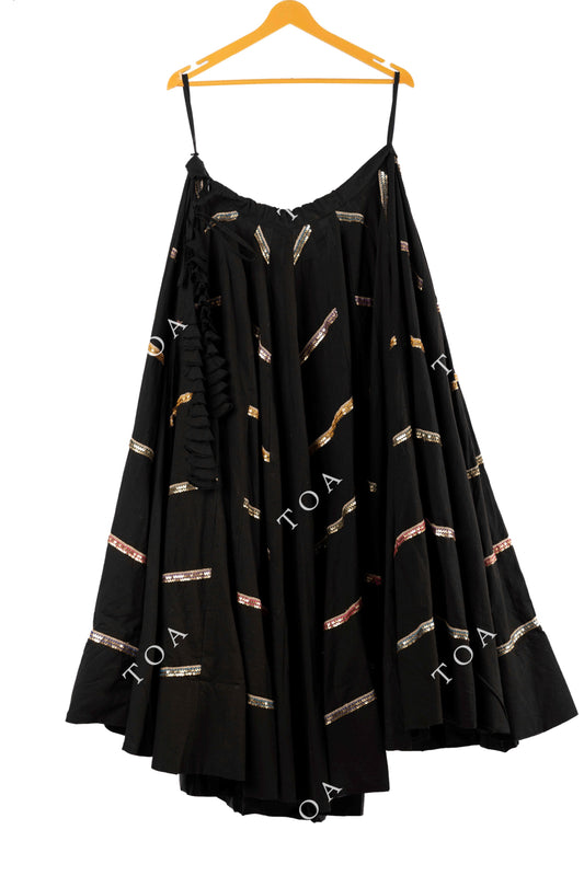 Black Alternate Kallis Resham Sequins 10+ Mtrs Flare Skirt