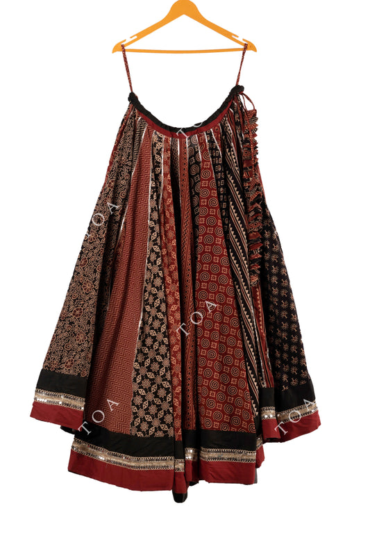 Ajrakh Gamthi Skirt Red & Black