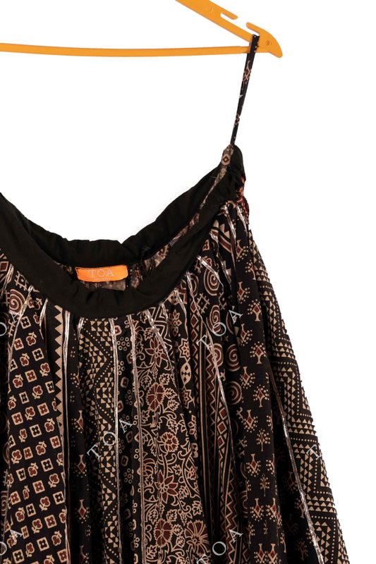 Black Ajrakh Gamthi Skirt Only