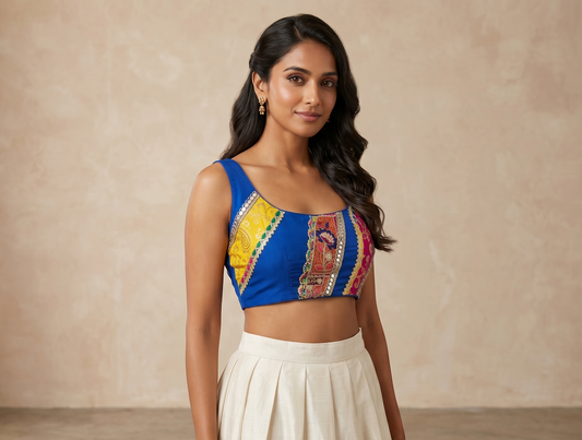 Mosaic Multi Top - Blue (Sleeve Less Variant)