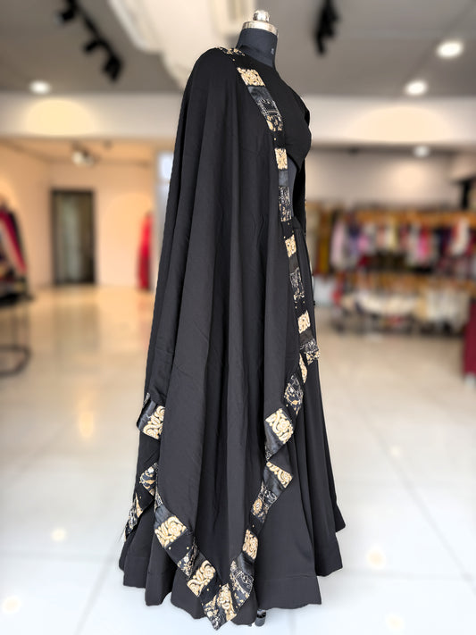 Patch Work Black Georgette Dupatta