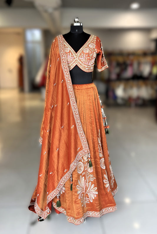 Beautiful Rust Charm Lehenga Outfit