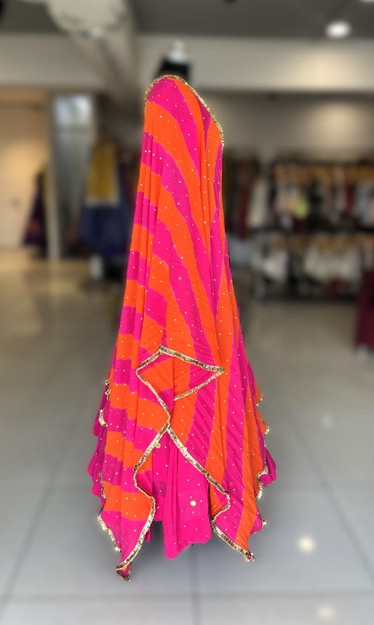 Orange Raani Dual-Color Georgette Dupatta