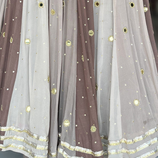 💫Sequins Sitara Mirror Lampi Skirt Only💫 - Shades Of Mocha