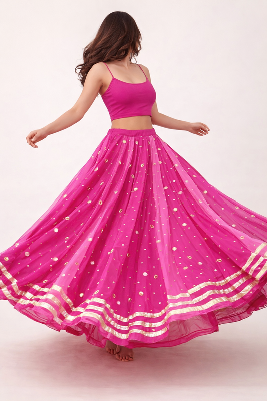 💫Sequins Sitara Mirror Lampi Skirt Only💫 - Shades Of Pink