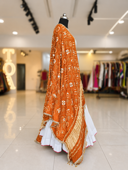 Shades Of Bandhani - Gungroo & Shells Dupatta - Mustard
